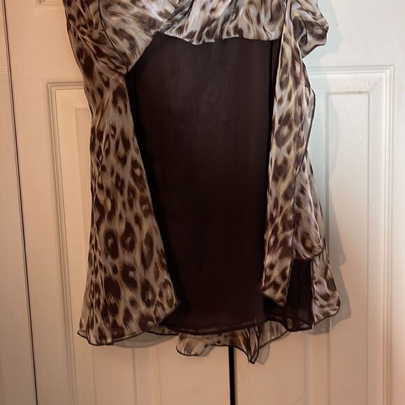 Scarlett Cheetah Leopard Animal Print Flared Skirt With Layering Strips 9 10 - Picture 13 of 16